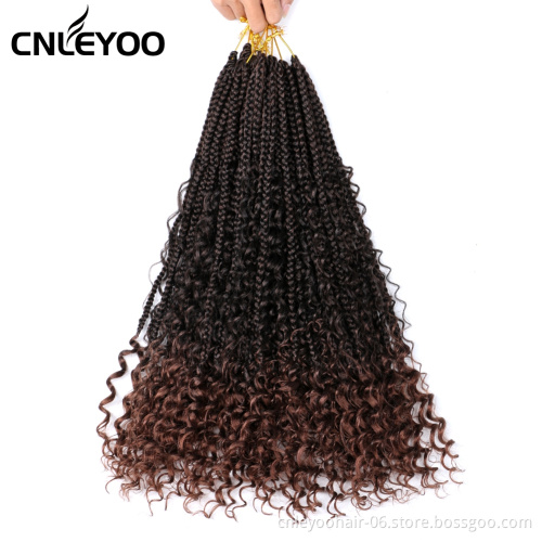 Factory 18" River Box Braids Bohemian Crochet Hair (12 Roots/piece) Curly End Crochet Box Braiding Hair Extension for Women